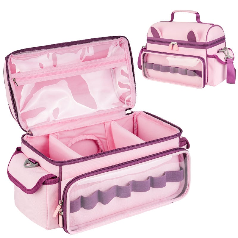 Jaffzora Carrying Case Compatible with Toniebox Starter Set,Cute Storage Bag Fits for Tonies Figures Characters,Tonies Headphones & Accessories, Pink&Purple(Bag Only) - Image 1